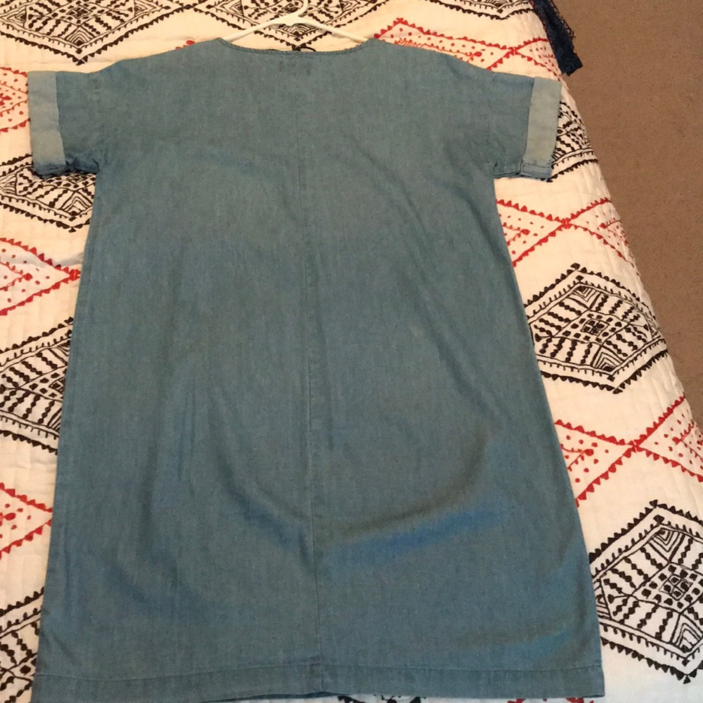 Chambray Embroidered Shift Dress - Picture 3 of 4